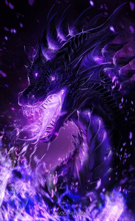 Black Purple Dragon In 2022 Mythical Creatures Fantasy Mythical