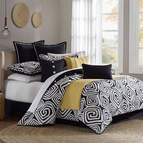 Black And White Geometric Design Queen Comforter Set Home Comforter