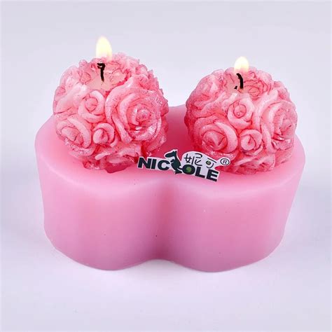 Nicole Silicone Candle Mold 2 Holes Rose Ball Shaped Aromatherapy Soap