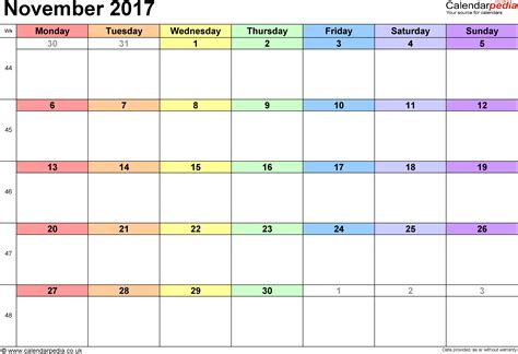 Calendar November 2017 Uk Bank Holidays Excelpdfword Templates
