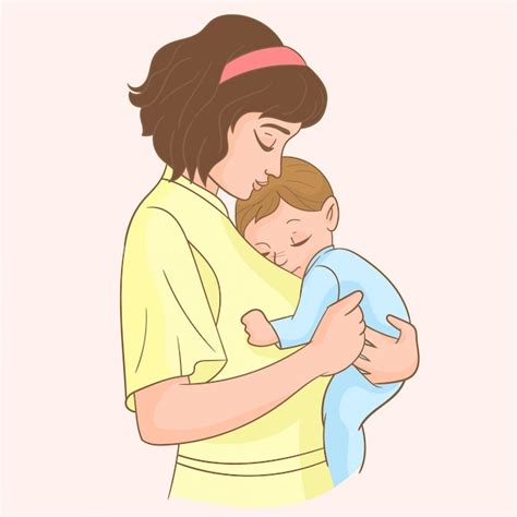 Madre Con Su Bebe Vector Premium
