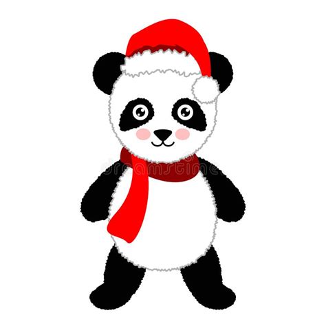 Cartoon Panda Wearing Santa Hat Vector Illustration Stock Vector