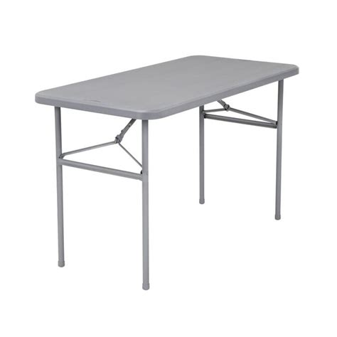 Cosco 24 In X 48 In Indoor Rectangle Resin Gray Folding Table In The