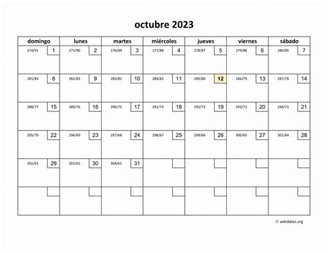 Calendario Octubre 2023 De México