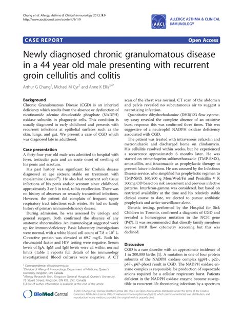 Pdf Newly Diagnosed Chronic Granulomatous Disease In A 44 Year Old