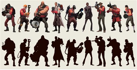 Tf2 Silhouettes Character Design Silhouette Sketch Character Poses