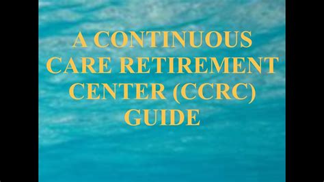 A Continuous Care Retirement Center Ccrc Guide Youtube