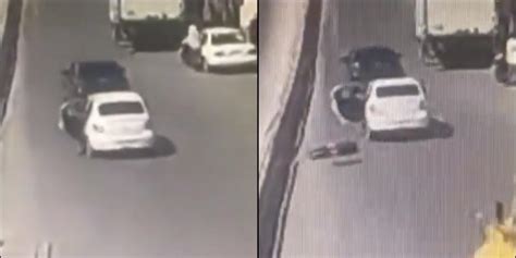 video mujer es privada de la libertad por su exesposo se lanza de auto en movimiento para escapar