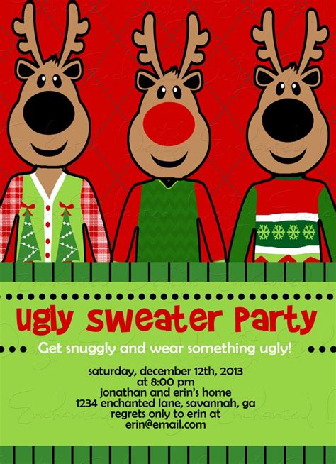 Ugly Sweater Party Tacky Sweater Christmas Party Invitation Etsy