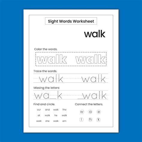 Premium Vector Kindergarten Sight Word Practice Worksheet