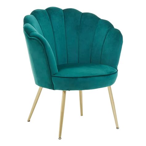 Ovala Emerald Green Velvet Scalloped Chair Home Living