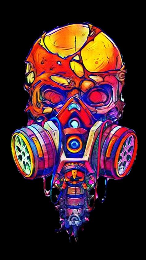 Rainbow Skull Digitalart Gas Mask Art Pixel Art Tutorial