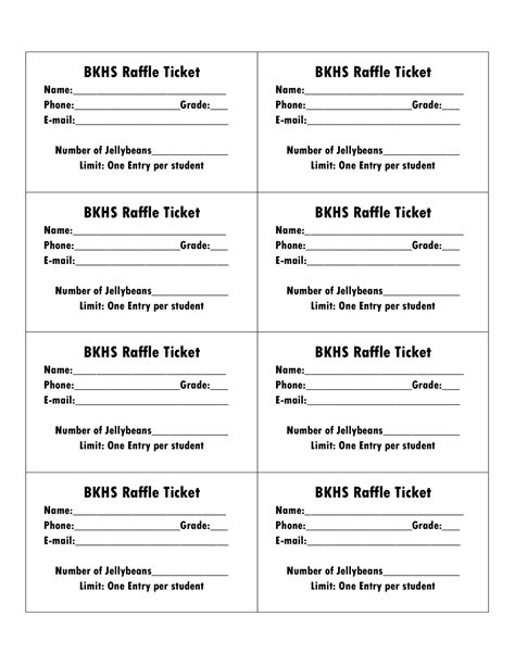 Raffle Ticket Template For Word