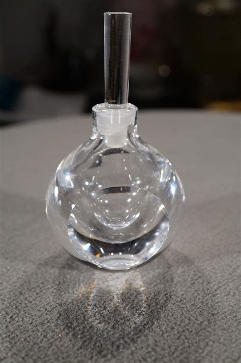 Vintage Glass Crystal Perfume Bottle Stopper Round Sleek Etsy