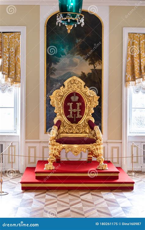 Peterhof Palace Saint Petersburg Russia February 2020 Throne Of