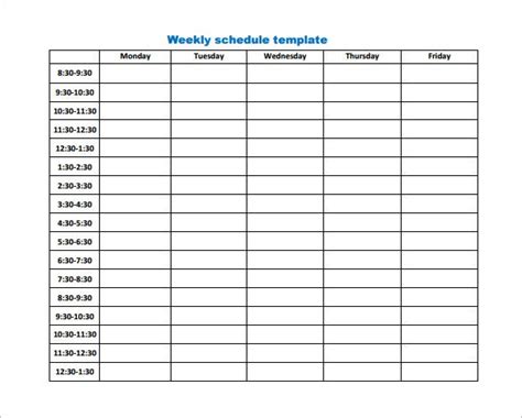 9 Weekly Work Schedule Templates Pdf Docs