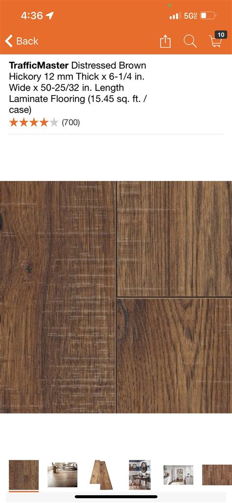 Trafficmaster Distressed Brown Hickory 12 Mm Thick X 6 14 In Wide X