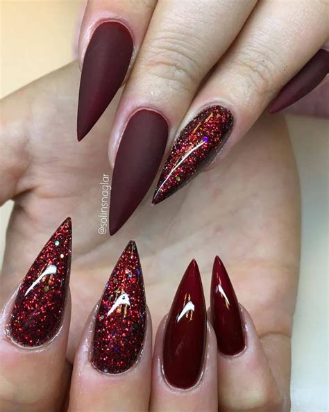 Vamp Red Design Red Stiletto Nails Pointy Nails Gel Acrylic Nails