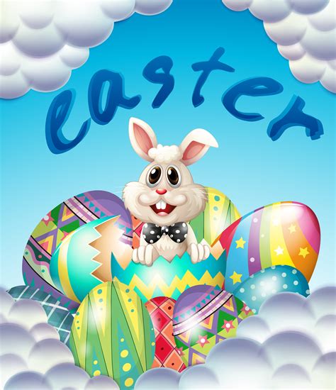 Easter Card Template With Bunny And Eggs 519699 Vector Art At Vecteezy