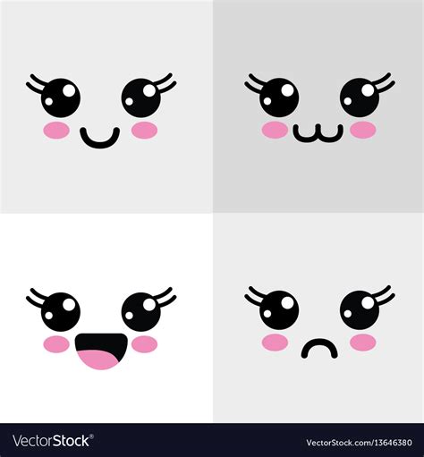 Kawaii Eyes Happys And Angry Icon Royalty Free Vector Image