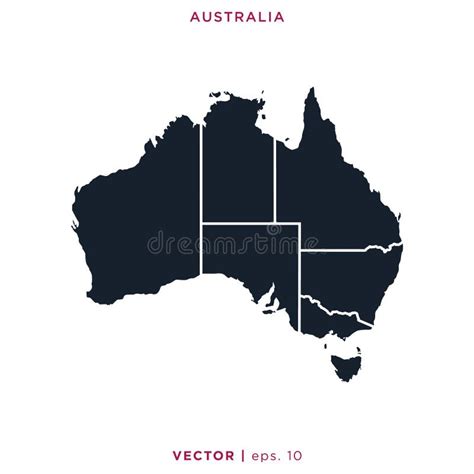 Map And Flag Of Australia Vector Design Template With Editable Stroke