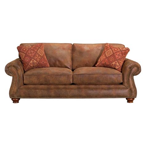 Shop Broyhill Lauren 2 Brown Faux Leather Sofa And Pillows Free