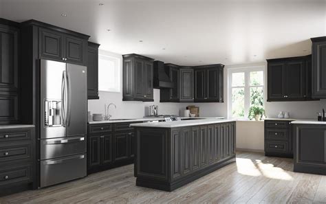 Black cabinets in a small kitchen? Legacy Black Distress Kitchen Cabinets - Willow Lane Cabinetry