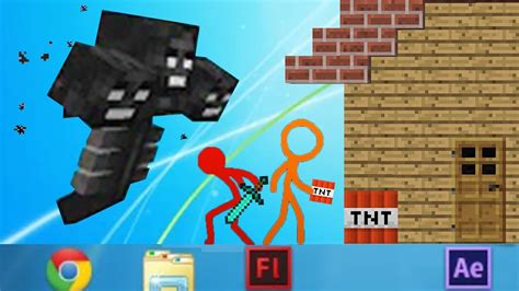 Stickman Vs Minecraft Animation ~ Wither Vs Stickman Battle Youtube