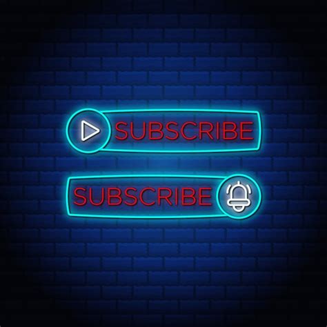 Premium Vector Subscribe Button Neon Signs Style Text And Bell Icon
