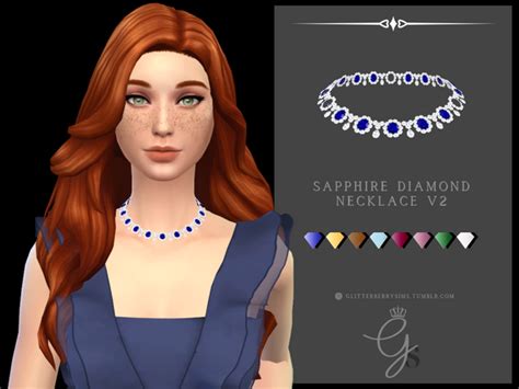 Glitterberrysims Custom Content — Sapphire Diamond Necklace V2 Version