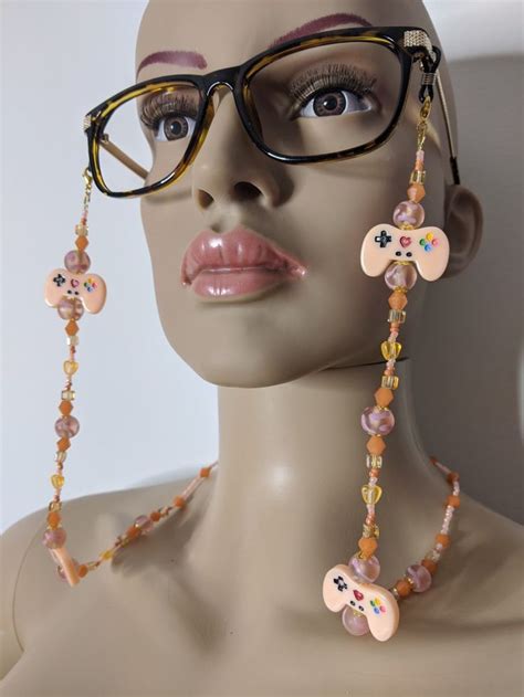 kawaii glasses chains orange pink controllers gamer pastel des lunettes de soleil lunettes de