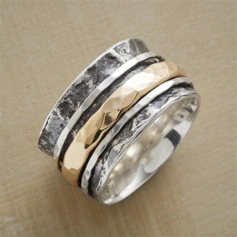 925 Sterling Silver Ring Oxidized Ring Hammered Ring Three Etsy