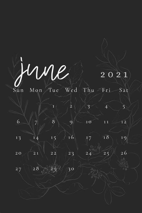 Aesthetic June 2021 Calendar Calendar June Calendar Wallpaper