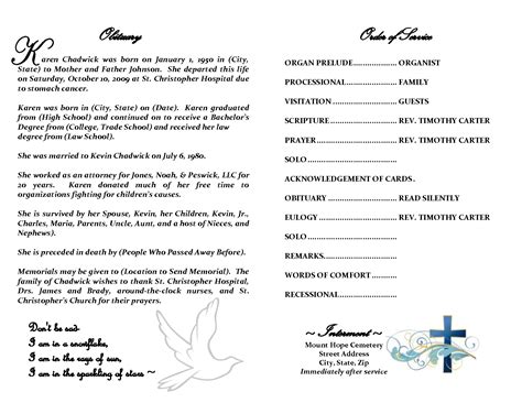 Obituary Sample Template | Business Mentor