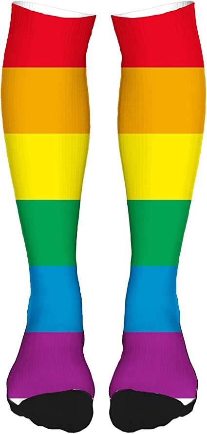 Thigh High Socks Cotton Over The Knee Sockshorizontal Rainbow Colored Flag Gay Parade Freedom