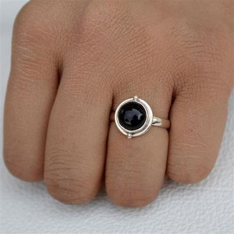 Natural Black Onyx Ring Sterling Silver 925 Designer Ring Blackonyx