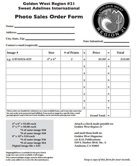 sample sales order forms  ms word