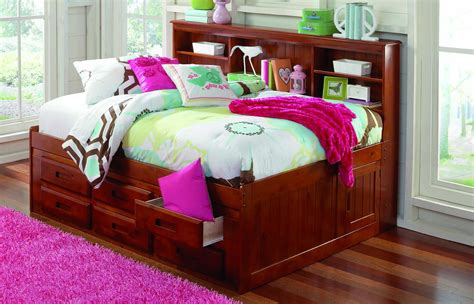 Full Bookcase Daybed With Drawer Storage And Twin Trundle Bed In