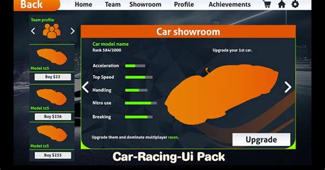 Racing Car Game Ui Template 2d Gui Unity Asset Store