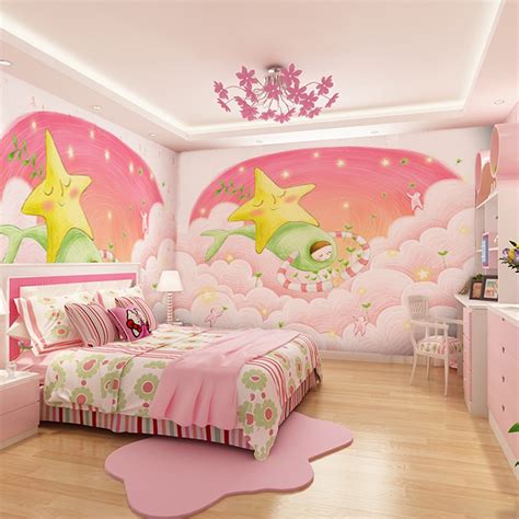 Custom Pink Dream Girl Background 3d Wallpaper Murals