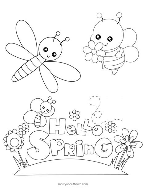 printable spring coloring sheets merry  town