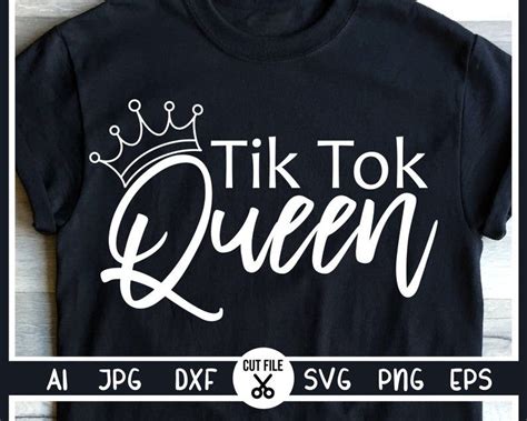 A Black T Shirt That Says Tik Tok Queen With A Crown On It