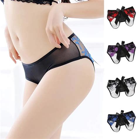 Sexy Women Underwear Lace Flower Back Bowknot Thongs G String Briefs Panties In Adult Games