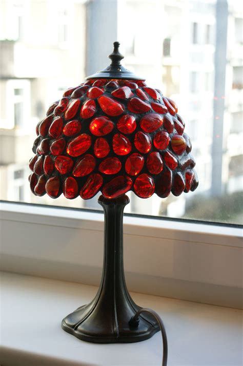 Red Stained Glass Lamp By Anazie On Etsy Stained Glass Lamps Glass Lamp Stained Glass Candles