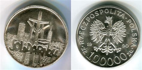 Polen 100000 Zloty Silbermünze 1990 Soldarnosz Vz Bis Prfr Ma Shops