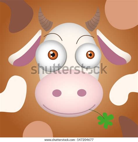 Cute Cartoon Cow Big Eyes Mouth Stock Illustration 147204677