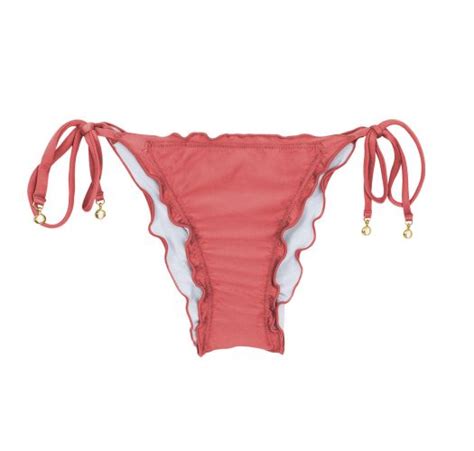 Pink Brick Side Tie Scrunch Bikini Bottom Bottom Madras Frufru Rio