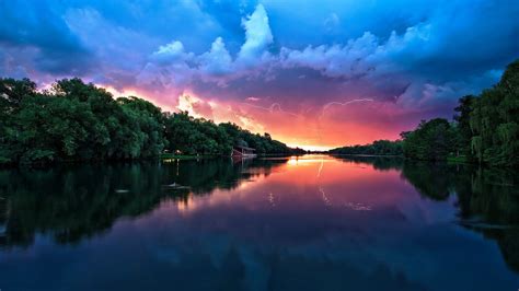 Water Sunsets Landscapes Nature Trees Lakes Rivers