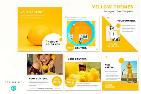 Instagram Feed Template Yellow Themes Illustration Par 57creative