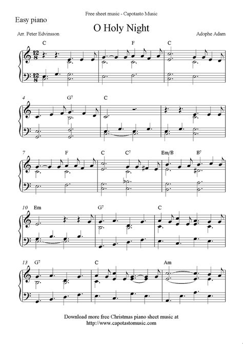 Free Easy Christmas Piano Sheet Music O Holy Night